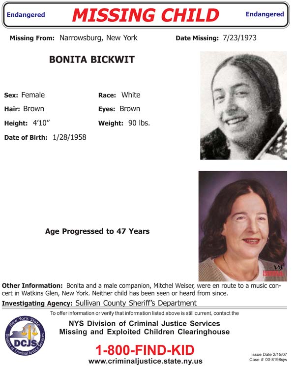 Bonnie Bickwit age progression rendering