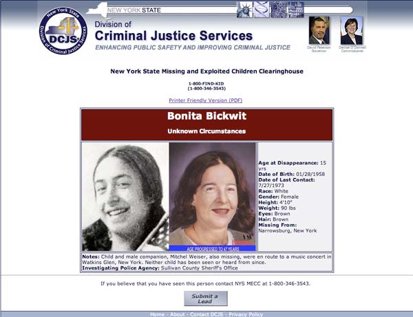 Bonnie Bickwit age progression rendering